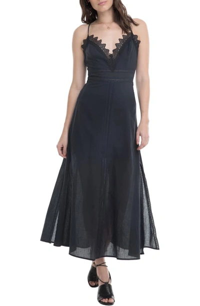 Astr Stefania V-neck Strappy-back A-line Dress In Black