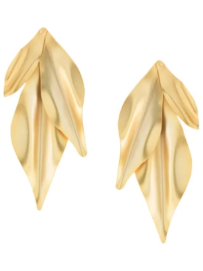 Mercedes Salazar Textured Leaf Earrings In Gold