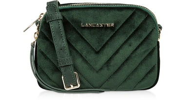 Lancaster Quilted Velvet Couture Mini Camera/belt Bag In Green
