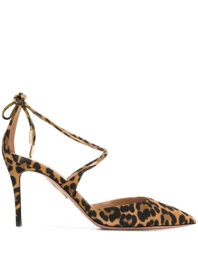 Aquazzura 90mm Leopard-print Pumps In Black ,brown