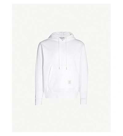 Thom Browne Striped Long-sleeved Cotton-jersey Hoody In White