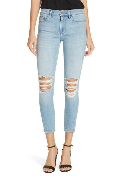 Frame Le Skinny Ripped Ankle Jeans In Dove Park