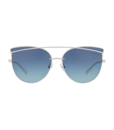 Tiffany & Co 61mm Cat Eye Sunglasses - Silver/ Azure Gradient