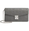 Mcm Millie Medium Calfskin Leather Wallet On A Chain In Charcoal