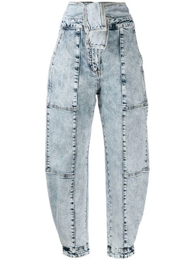 Ulla Johnson Storm Tie Waist Tapered Acid Wash Jeans In Blue