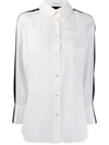 Givenchy Long Two-tone Georgette Button-front Shirt In White
