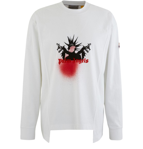 Moncler Palm Angels - Long Sleeved T-shirt In White | ModeSens