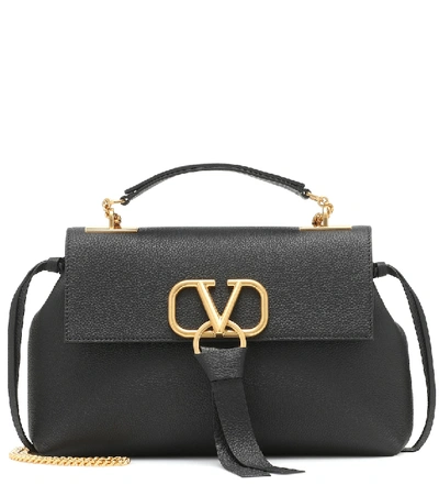 Valentino Garavani Vring Small Leather Shoulder Bag In Black