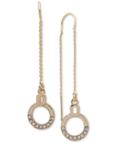 Dkny Gold-tone Crystal Circle Threader Earrings