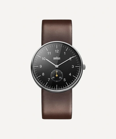 Braun Classic Stainless Steel Leather Strap Watch In Brown