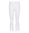Mother The Insider Crop Step Fray Jeans In White