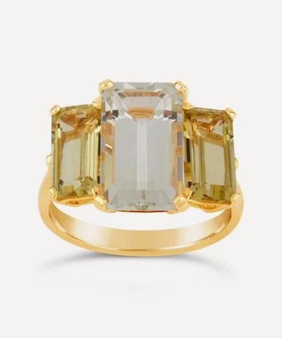 Dinny Hall Gold Plated Vermeil Silver Trinny Trilogy Green Amethyst And Oro Verde Ring