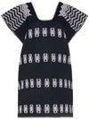 Pippa Holt Navy, Blue And White Embroidered Kaftan Mini Dress