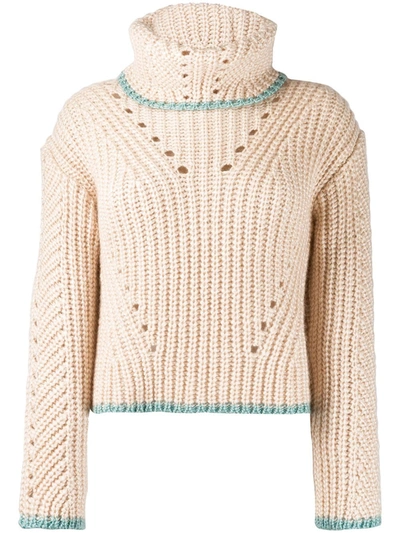 Fendi Chunky Knit Sweater In Neutrals