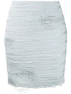 Balmain Distressed-effect Knit Skirt In 6fd Bleu