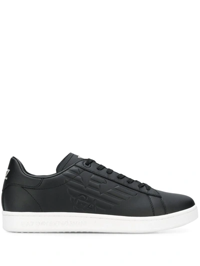 Ea7 Emporio Armani Classic Court Leather Low Top Sneakers In Black,white
