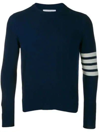 Thom Browne Kaschmirpullover Mit Logo-streifen In Blue