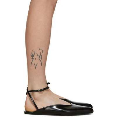 Balenciaga Ankle-strap Patent Leather Flats In Black