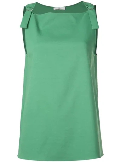 Tibi Chalky Drape Sleeveless Top In Green