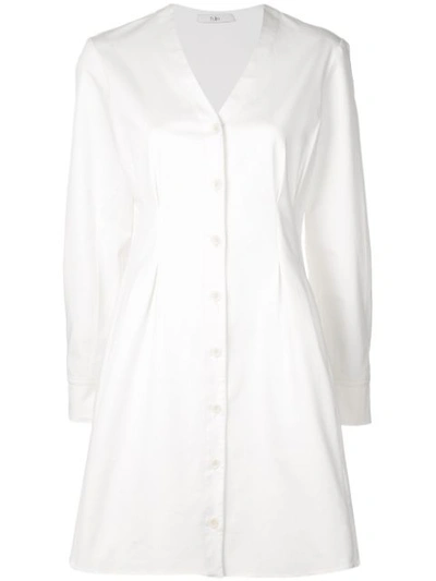 Tibi Dominic Button-front Twill Shirtdress In White