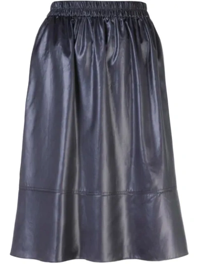 Tibi Liquid Draped Midi Skirt In Black