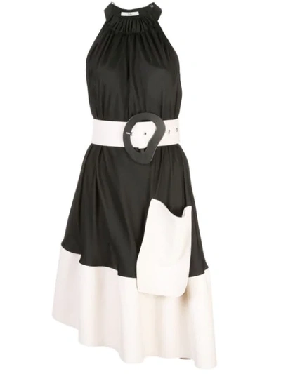 Tibi Belted Draped Dress In Black