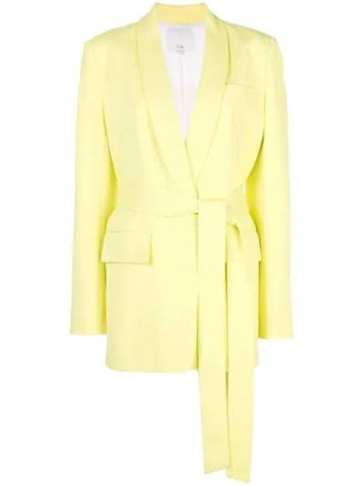 Tibi Oversized Tuxedo Blazer With Belt In Yellow