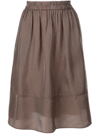 Tibi Walden Checked Skirt In Brown