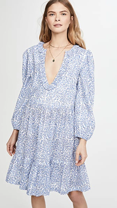 Alix Of Bohemia Lorelei Periwinkle Block Print Dress In Blue/white