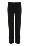 Lela Rose Crystal Button-embellished Wool-blend Pants In Black