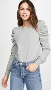 Rebecca Minkoff Janine Puff-sleeve Sweatshirt In Medium Heather Grey