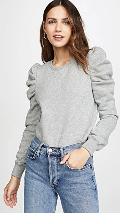 Rebecca Minkoff Janine Puff-sleeve Sweatshirt In Medium Heather Grey