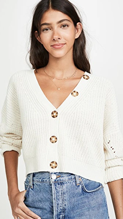 Line & Dot Scarlett Cropped Cardigan In Cream