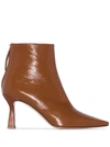 Wandler Lina Point-toe Leather Ankle Boots In Brown