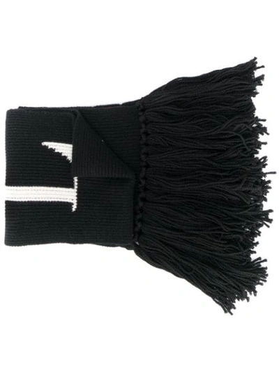 Valentino Vltn Fringed Scarf In Black