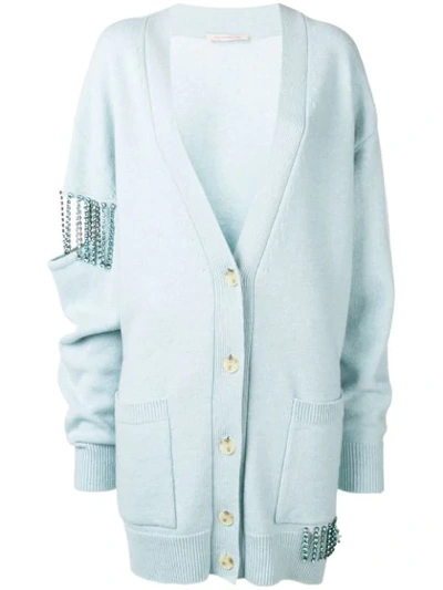 Christopher Kane Crystal Cupchain Cardigan In Blue