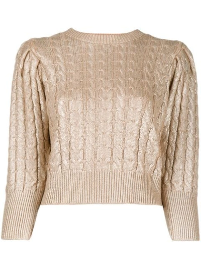 Msgm Metallic Cable Knit Sweater In Gold