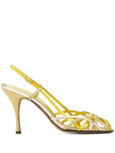 Pre-owned Dolce & Gabbana 1990's Strapped Sandals In Yellow