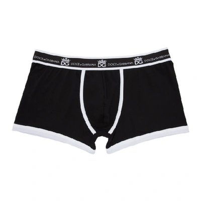 Dolce & Gabbana Dolce And Gabbana Black And White Regular Boxers In N0000 Black