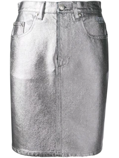 Msgm Metallic High-waisted Skirt In Grey