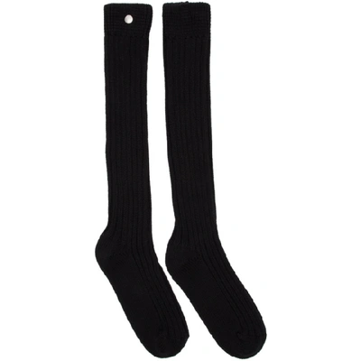 Rick Owens Black Ribbed Socks In 09 Black