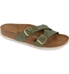 Birkenstock Yao Slide Sandal In Khaki Patent