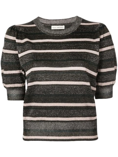 Ulla Johnson Albi Metallic Stripe Puff Sleeve Sweater In Black