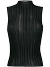 Givenchy Pleated Crinkle Georgette Sleeveless Blouse In Black