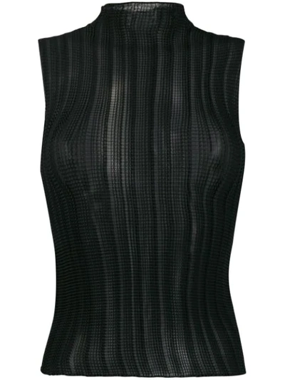 Givenchy Pleated Crinkle Georgette Sleeveless Blouse In Black