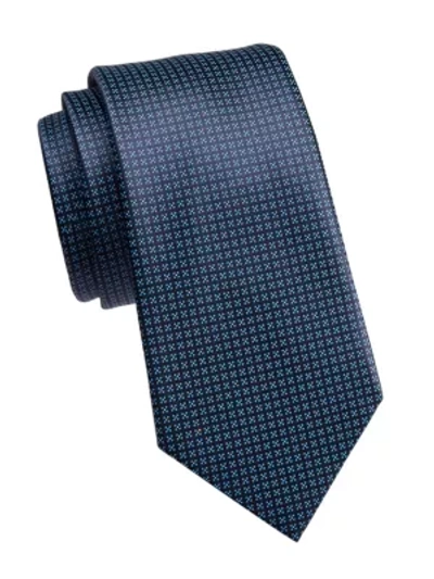 Ermenegildo Zegna Silk Micro Neat Tie In Navy Blue