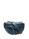 Loewe Gate Mini Textured-leather Shoulder Bag In Blue