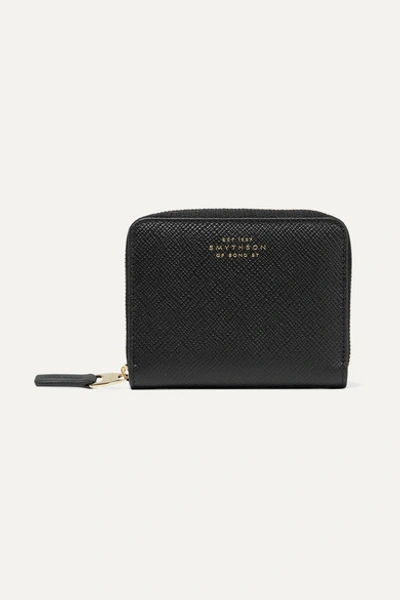 Smythson Panama Textured-leather Wallet In Black