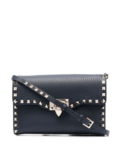 Valentino Garavani Small Rockstud Shoulder Bag In Blue