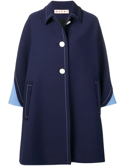 Marni Loose Fit Trench Coat In Blue